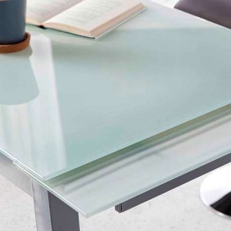 Mesa cocina extensible blanca cristal