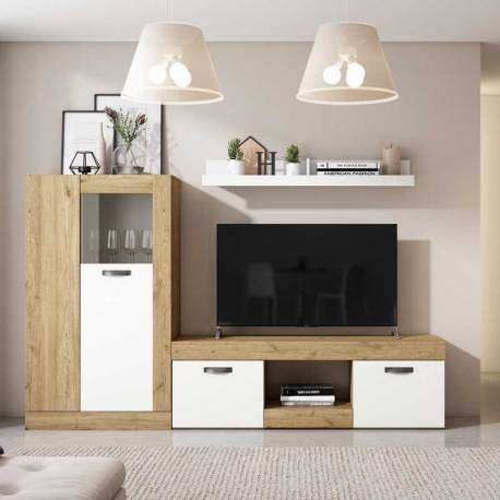 Mueble De Tv Argos 150cm Naturale Y Blanco 123meloquedo Es - Wall Tvs Argos