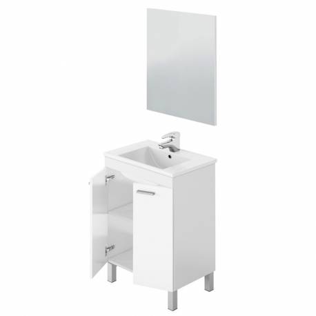 Mueble baño 2 puertas blanco brillo 60x45cm (LAVABO OPCIONAL)