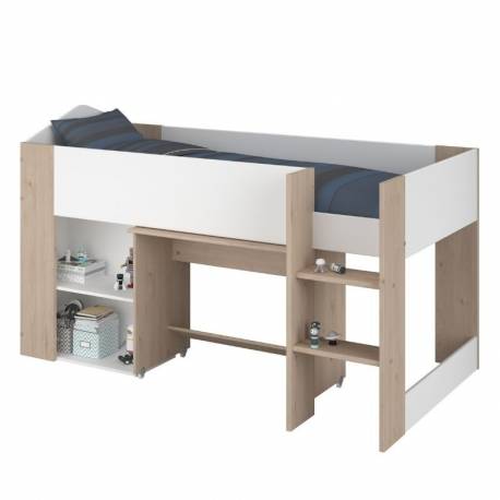 Cama alta con escritorio desplazable Shelter