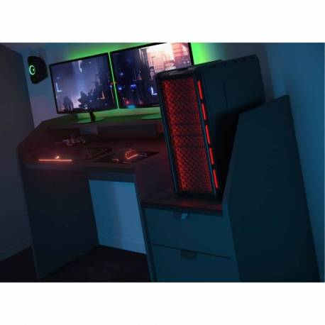 Mesa Gaming Set-Up con LED gris oscuro moderna
