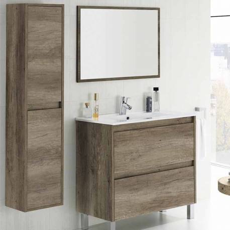 Privilegio vídeo aguacero Pack mueble baño con espejo y columna Nordik (Incluye Lavabo y Espejo)