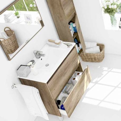 Pack mueble baño con espejo y columna Nordik (Incluye Lavabo y Espejo)
