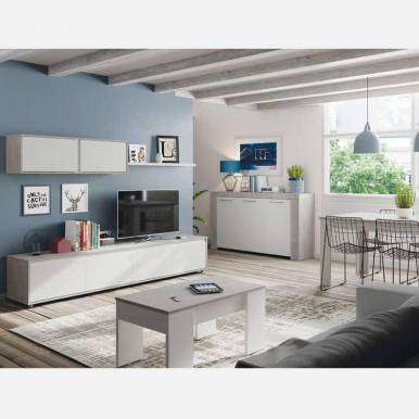 Pack Muebles Salón Comedor Completo Color Blanco Y Roble Estilo Nórdico ( mueble Salón + Mesa Comedor + Mesa Centro) con Ofertas en Carrefour