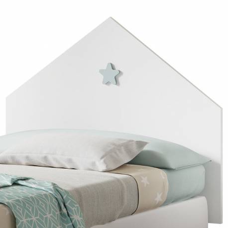 Cabezal y mesita infantil Star dormitorio blanco gris