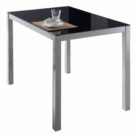 Conjunto mesa + 4 sillas cocina blanco y negro