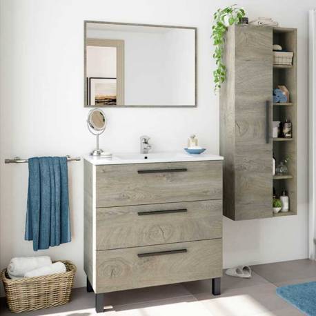 Pack mueble baño con espejo y columna (Incluye Lavabo y Espejo)