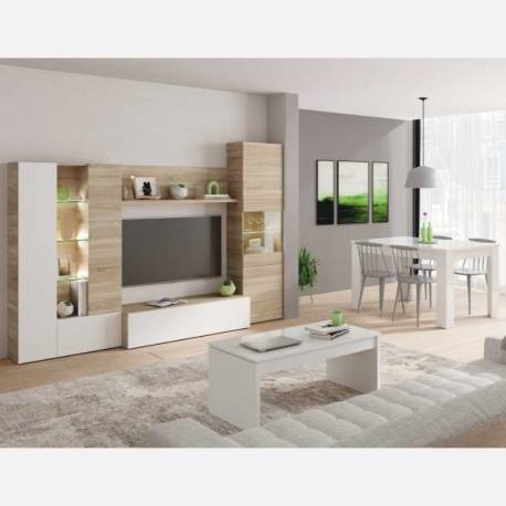 Pack muebles salón con LED color canadian y blanco moderno