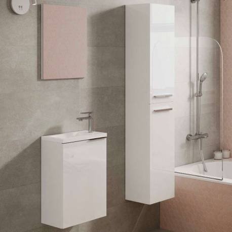 Pack de baño Compact blanco brillo moderno (INCLUYE LAVABO Y ESPEJO)