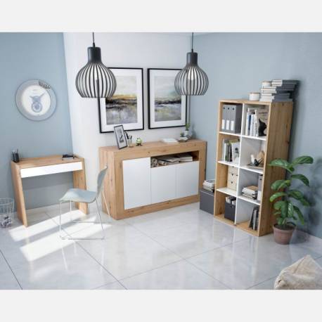 Pack oficina muebles color roble nodi y blanco artik