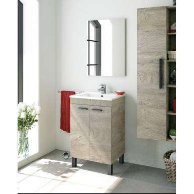 Abitti Mueble de baño Aseo pequeño con Espejo Incluido, 2 Puertas Color  Blanco Brillo 50x80x40cm. NO Incluye LAVAMANOS.