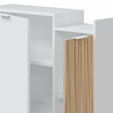 Mueble De Entrada Recibidor 2 Puertas + Espejo En Blanco Artik Y Natur