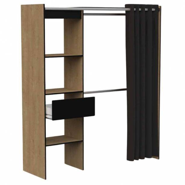 Vestidor Melamina Negro - Madera Claro 167x192x50