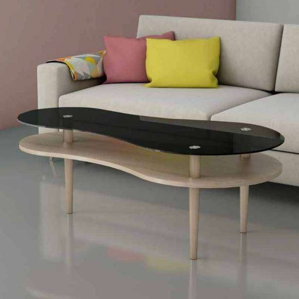 Mesa de centro Melamina - Madera - Cristal 140x60x70