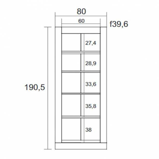 Estantería librería Melamina Blanco - Madera claro 80x191x40