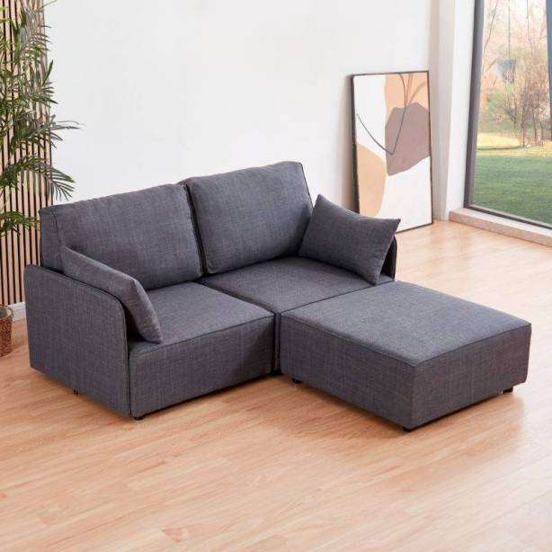 Sofá modular chaise longue 2 plazas Poliéster Gris 186x93x183