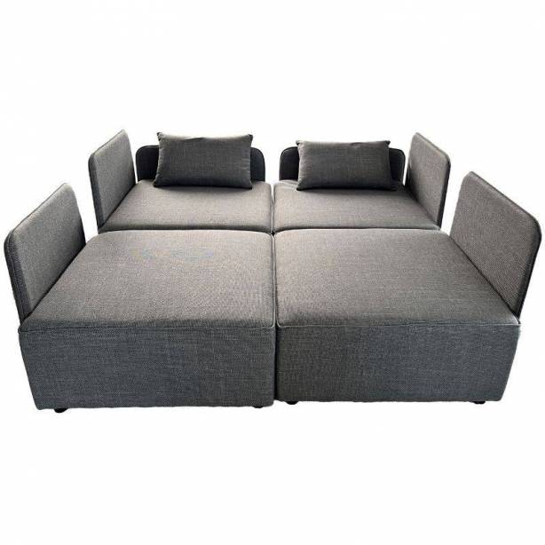 Sofá modular chaise longue Poliéster Gris 366x93x183