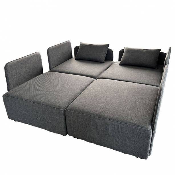 Sofá modular chaise longue Poliéster Gris 366x93x183