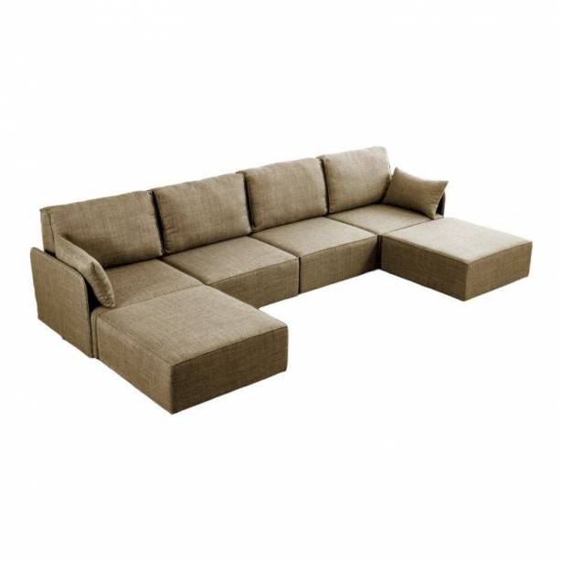 Sofá modular chaise longue Poliéster Beige 366x93x183