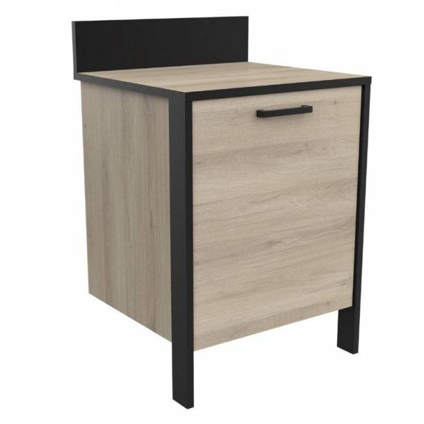 Cocina modular completa 2 módulos Melamina Negro - Madera Claro