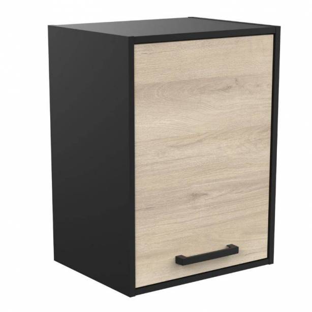 Cocina modular completa 2 módulos Melamina Negro - Madera Claro