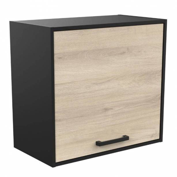 Cocina modular completa 2 módulos Melamina Negro - Madera Claro