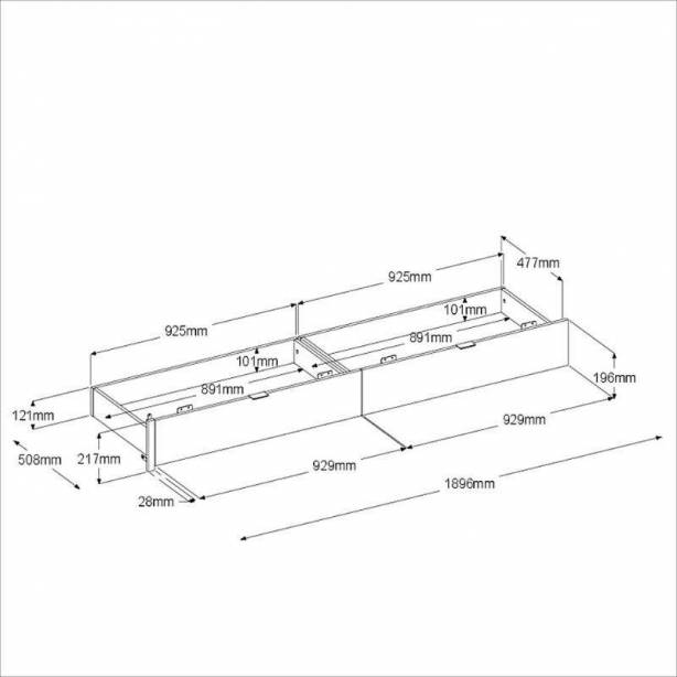 Cama de matrimonio Melamina Negro 186x22x51