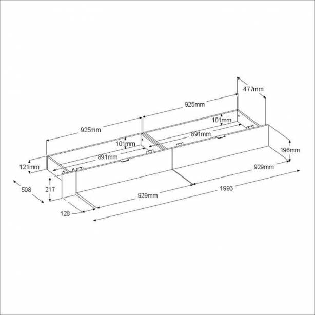 Cama de matrimonio Melamina Negro 186x22x51