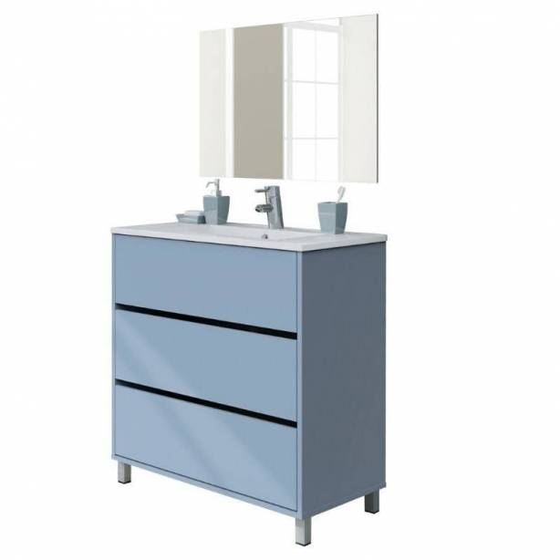 Mueble baño con lavabo Melamina Azul 82x90x47