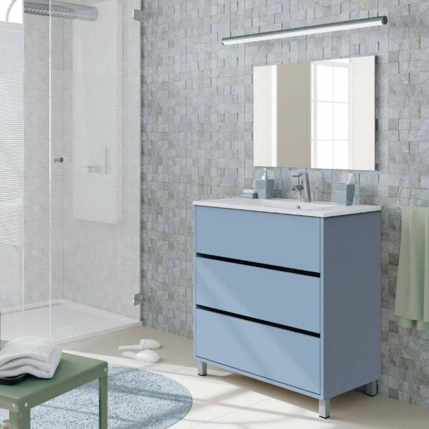 Mueble baño con lavabo Melamina Azul 82x90x47