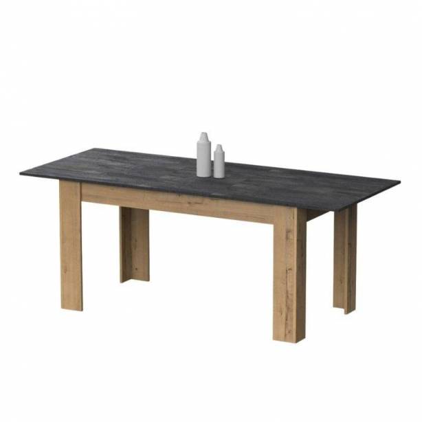 Mesa comedor extensible Melamina Madera claro - Gris 140x77x80