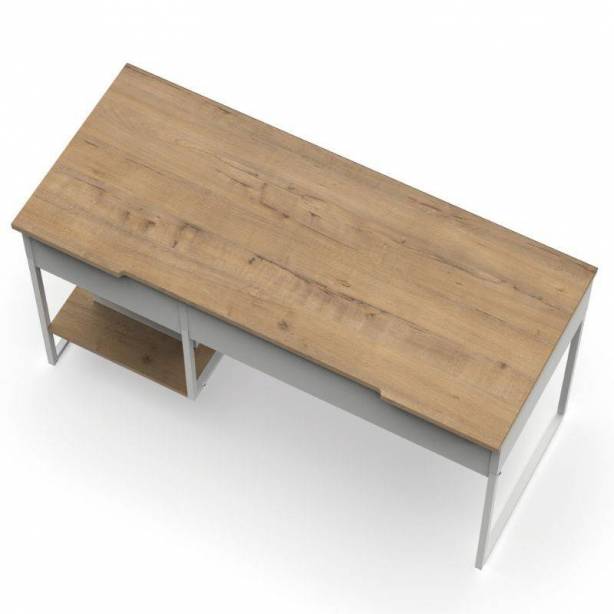 Escritorio oficina Melamina - Metal Madera claro - Blanco 138x76x58