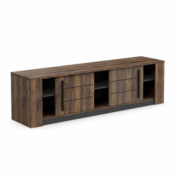 Pack muebles Salón Melamina Negro - Madera oscuro