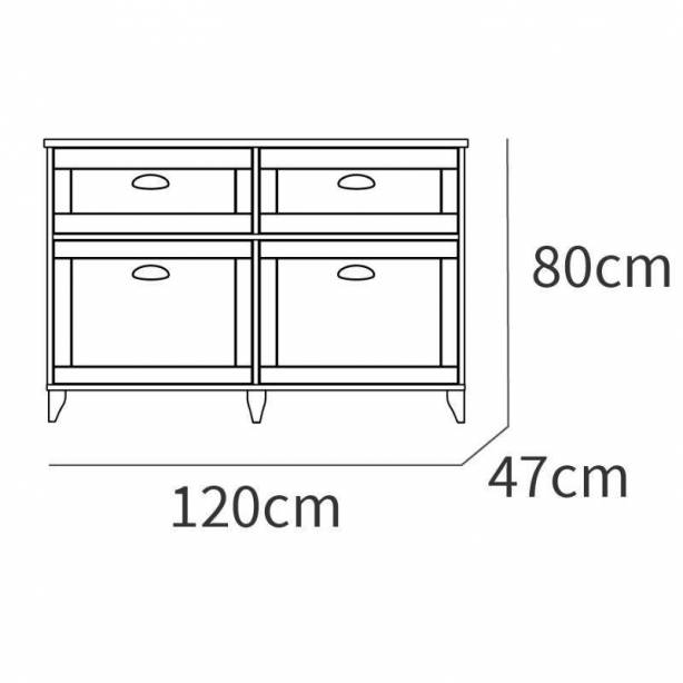 Aparador Melamina Blanco - Madera claro 120x80x47