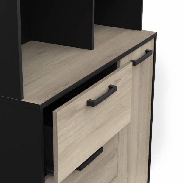 Mueble auxiliar cocina Melamina Madera oscuro - Negro 92x180x40