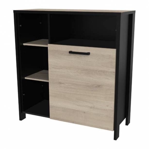 Mueble auxiliar cocina Melamina Madera claro - Negro 96x101x40