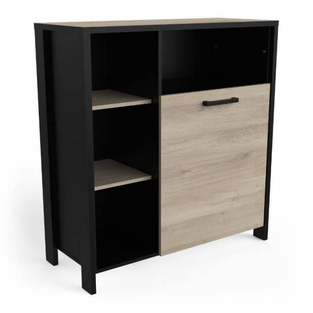 Mueble auxiliar cocina Melamina Madera claro - Negro 96x101x40