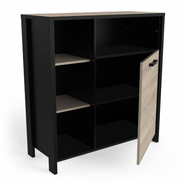 Mueble auxiliar cocina Melamina Madera claro - Negro 96x101x40