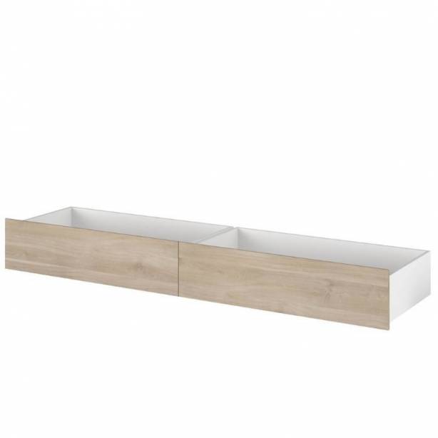 Cama Juvenil Melamina Madera claro - Blanco 199x25x53