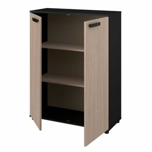 Mueble auxiliar Melamina Madera claro - Negro 80x103x33