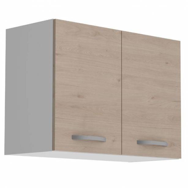 Módulo de cocina superior Melamina Blanco - Gris - Madera claro 80x58x35