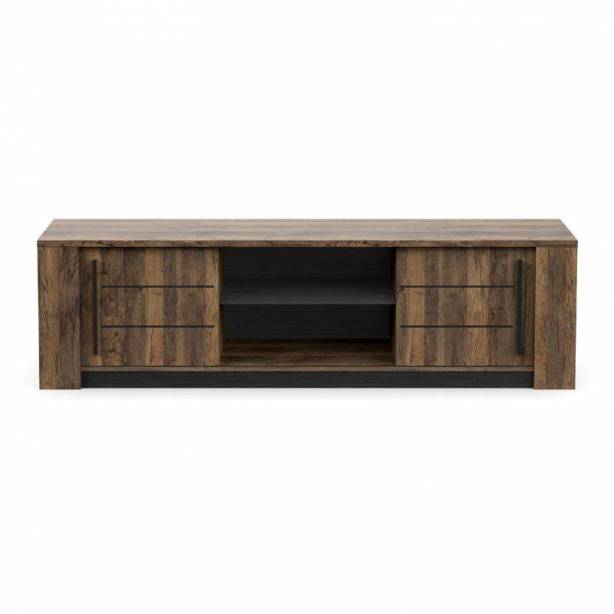 Mueble TV Melamina Madera oscuro - Negro 185x52x42