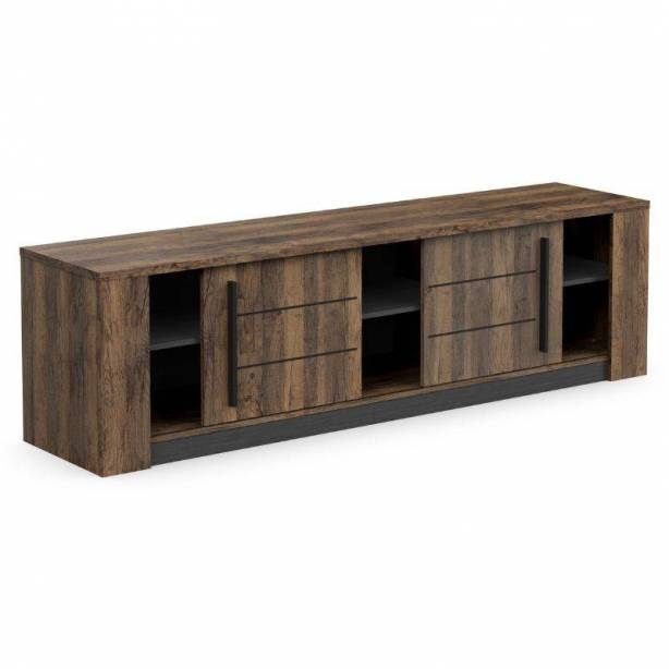 Mueble TV Melamina Madera oscuro - Negro 185x52x42