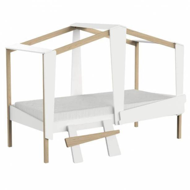 Cama infantil Melamina Blanco - Madera claro 212x152x97