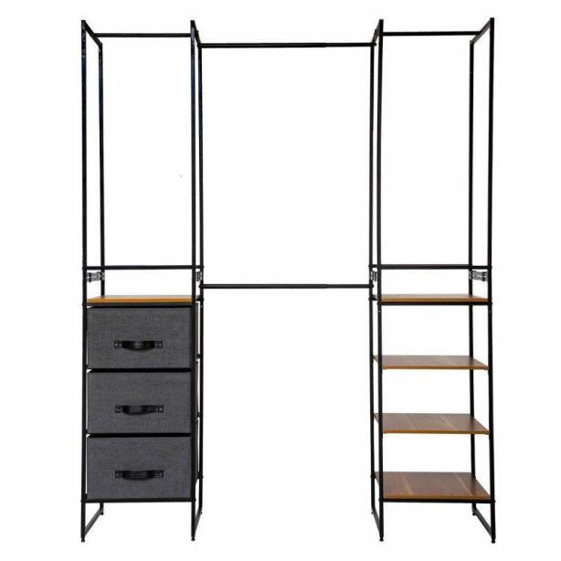 Vestidor Madera - Metal Negro 180x198x47