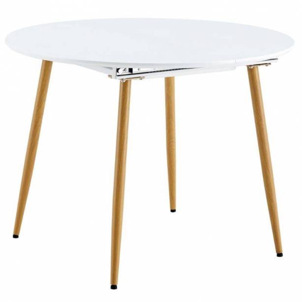 Mesa comedor extensible Melamina - Metal Blanco - Madera claro 100x75x100