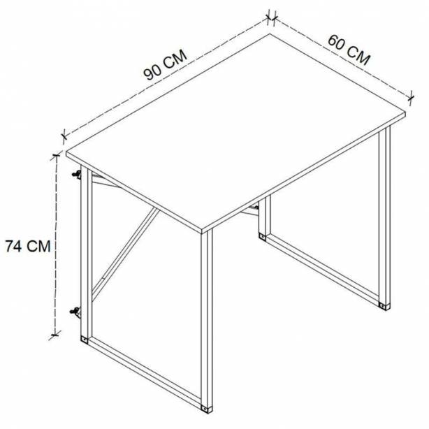 Escritorio oficina Melamina - Metal Negro - Madera Claro 90x75x60