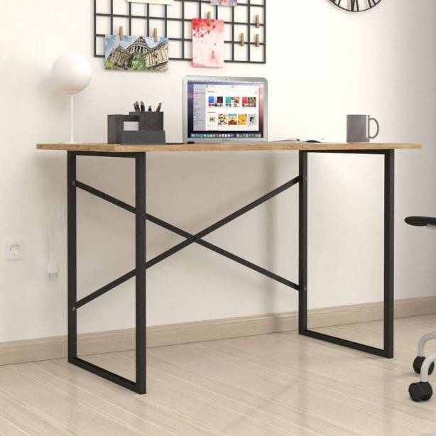 Escritorio oficina Melamina - Metal Madera claro - Negro 120x75x60