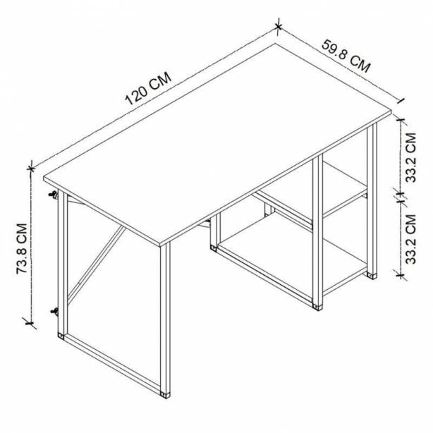 Escritorio oficina Melamina - Metal Madera claro - Negro 120x75x60