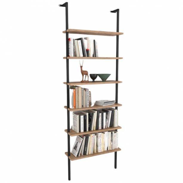 Estantería librería Melamina - Metal Madera claro - Negro 60x183x20